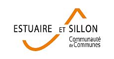Logo écriture "Estuaire et Sillon Communauté de communes" avec une courbe orange derrière le texte