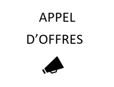 écriture "appel d'offres" noires sur fond blanc + dessin haut-parleur - Agrandir l'image, .PNG 6,3 Ko (fenêtre modale)