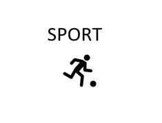 écriture "sport" noire sur fond blanc + dessin d'un personnage qui court après un ballon - Agrandir l'image, .PNG 5,2 Ko (fenêtre modale)