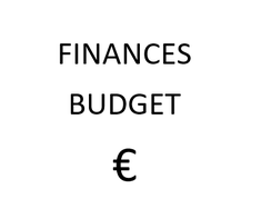 écriture "finances budget" noire sur fond blanc + dessin euro - Agrandir l'image, .PNG 6,7 Ko (fenêtre modale)