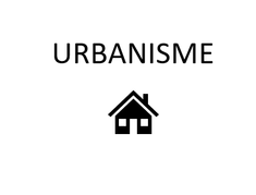 écriture "urbanisme" noire sur fond blanc + dessin d'une maison - Agrandir l'image, .PNG 5,5 Ko (fenêtre modale)