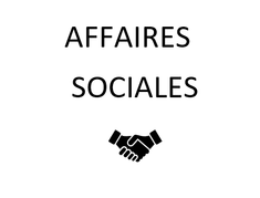 écriture "Affaires sociales" noire sur fond blanc. Dessous: dessin de 2 mains qui se serrent - Agrandir l'image, .PNG 7,6 Ko (fenêtre modale)