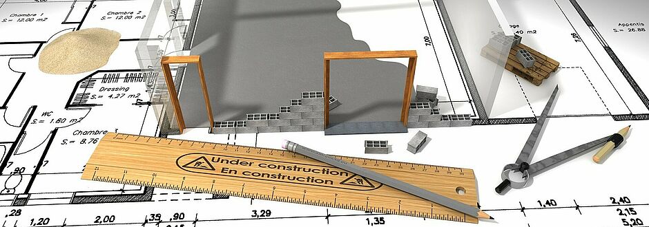 Urbanisme plan d'une maison en construction