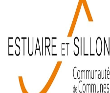 Logo écriture "Estuaire et Sillon Communauté de communes" avec une courbe orange derrière le texte