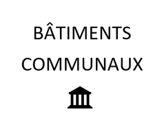 écriture "bâtiments communaux" noire sur fond blanc + dessin d'un bâtiment - Agrandir l'image, .PNG 9,2 Ko (fenêtre modale)