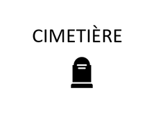 écriture "cimetière noire sur fond blanc + dessin d'une pierre tombale - Agrandir l'image, .PNG 4,9 Ko (fenêtre modale)